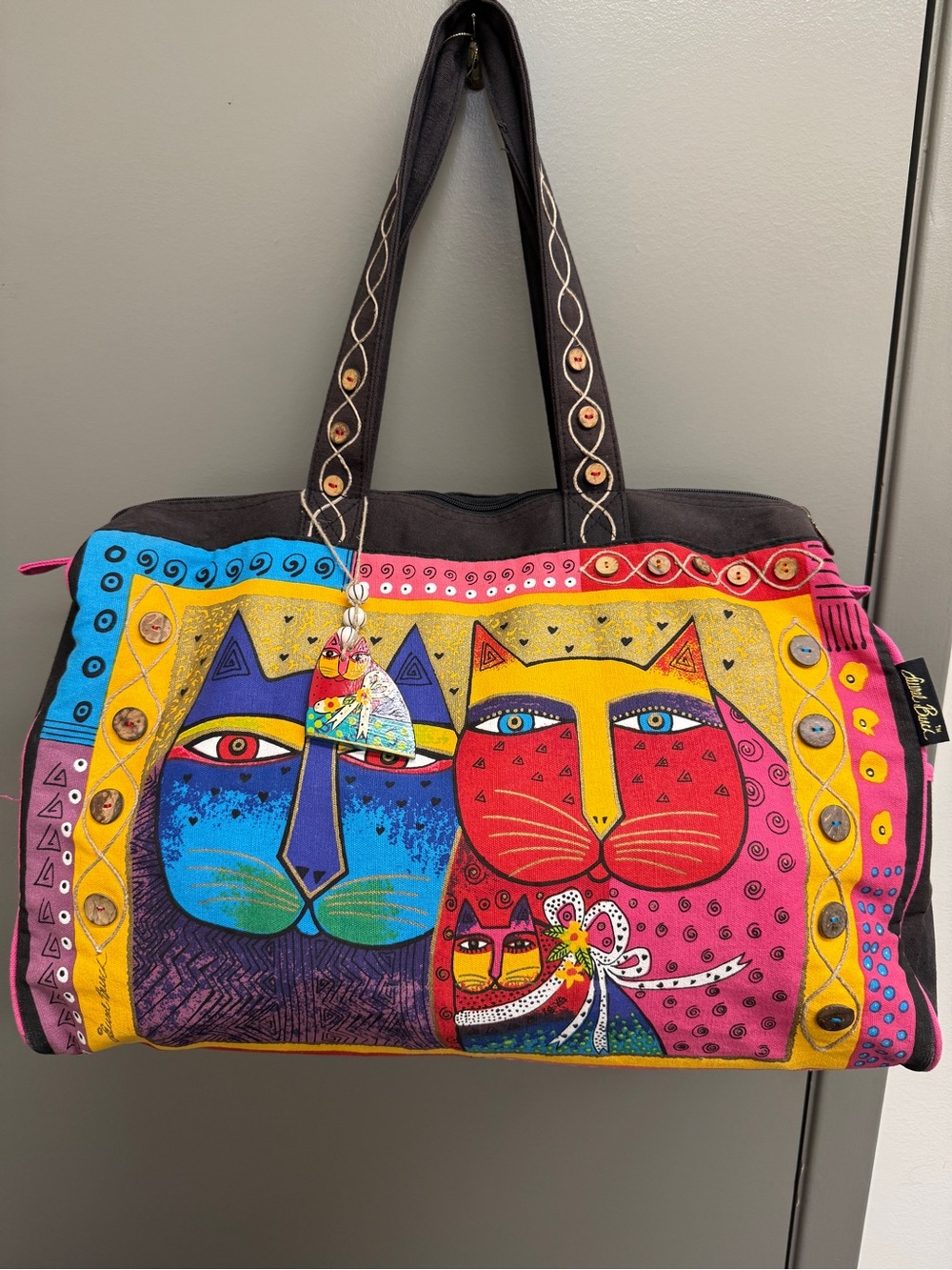 Laurel Burch Feline Cat Large Canvas XL Travel Weekender Duffle Bag